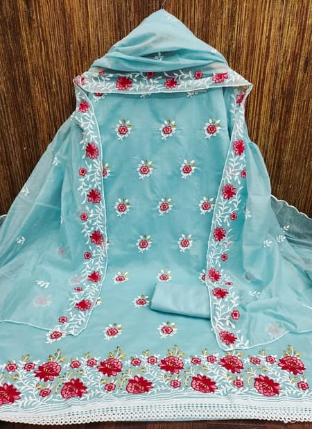 Nitya Nx Embroidery Work Chanderi Cotton Dress Material